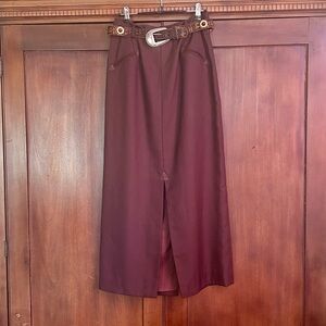 80s 90s Cambridge Brown Gabardine Pencil Skirt 10